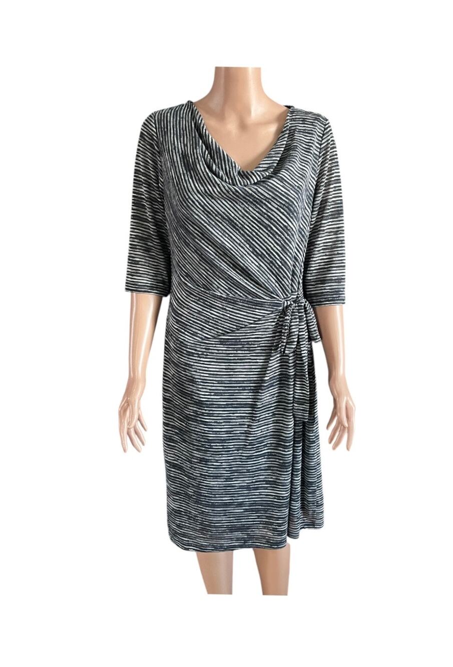 Emma & Michele Mini Dress Women Size 10  Blue Lined Tie-Waist